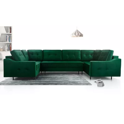 VÝPRODEJ - Sedačka do U na každodenní spaní LAREDO - zelená