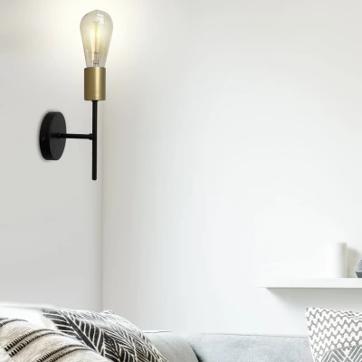 Nástěnné svítidlo v loftovém stylu CRESPILO - 1xE27, 40W, černé / zlaté