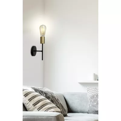 Nástěnné svítidlo v loftovém stylu CRESPILO - 1xE27, 40W, černé / zlaté