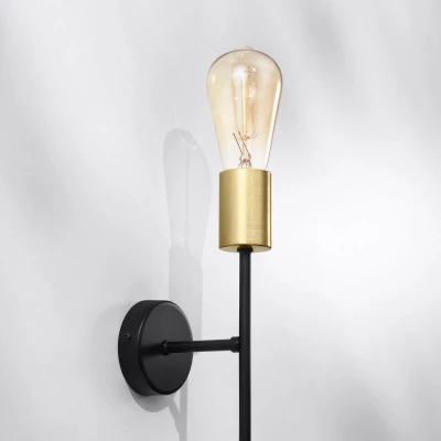 Nástěnné svítidlo v loftovém stylu CRESPILO - 1xE27, 40W, černé / zlaté