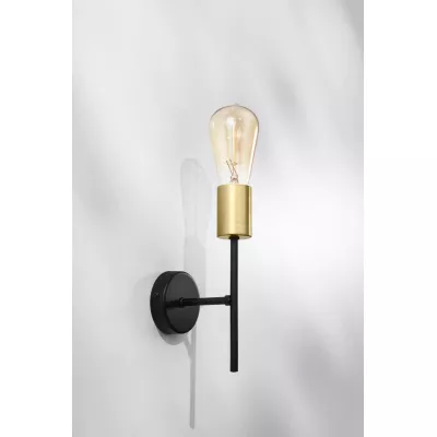 Nástěnné svítidlo v loftovém stylu CRESPILO - 1xE27, 40W, černé / zlaté