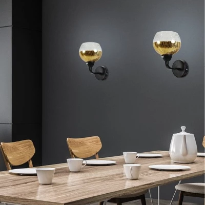 Designové nástěnné osvětlení CROMINA - 1xE27, 60W, černé / zlaté