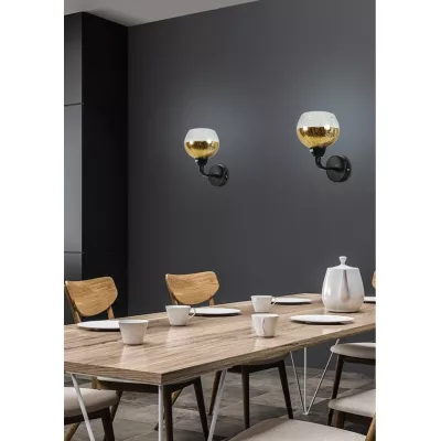 Designové nástěnné osvětlení CROMINA - 1xE27, 60W, černé / zlaté