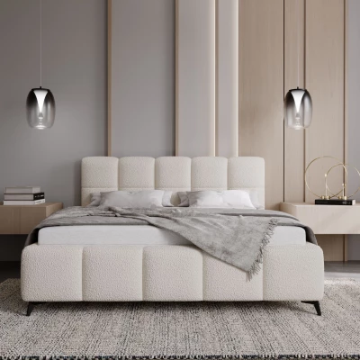 VÝPRODEJ - Čalouněná postel 160x200 ARMINDA 1 s úložným prostorem - krémově bílá