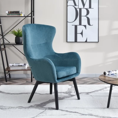 VÝPRODEJ - Křeslo ušák BORNA - tyrkysové / černé