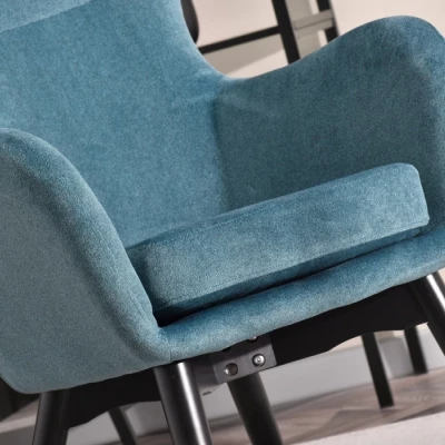 VÝPRODEJ - Křeslo ušák BORNA - tyrkysové / černé