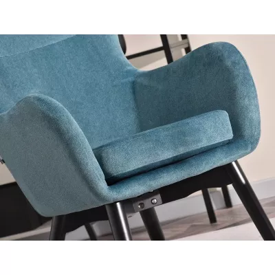 VÝPRODEJ - Křeslo ušák BORNA - tyrkysové / černé