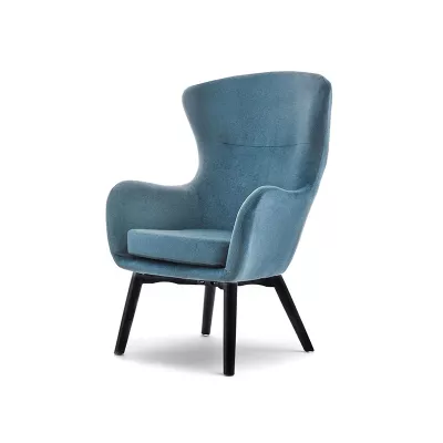 VÝPRODEJ - Křeslo ušák BORNA - tyrkysové / černé