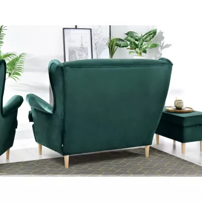 VÝPRODEJ - Dvoukřeslo ušák DENIZ - zelené / buk