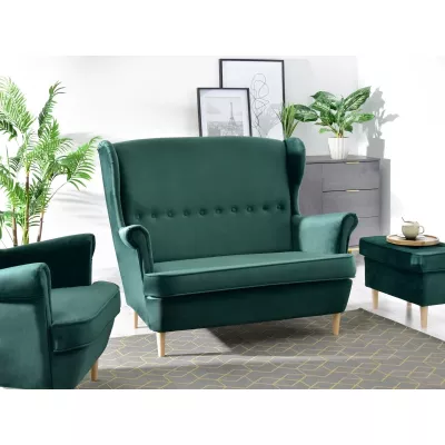 VÝPRODEJ - Dvoukřeslo ušák DENIZ - zelené / buk