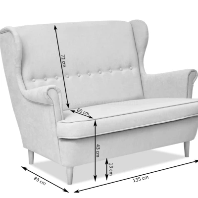 VÝPRODEJ - Dvoukřeslo ušák DENIZ - zelené / buk