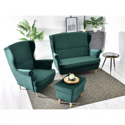 VÝPRODEJ - Dvoukřeslo ušák DENIZ - zelené / buk