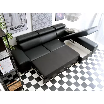 VÝPRODEJ - Rohová sedací souprava MARLING - černá