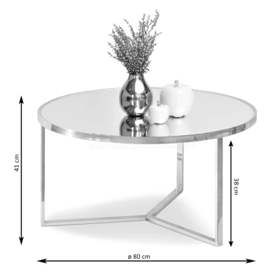 VÝPRODEJ - Kulatý konferenční stolek GEOMAR - šedý mramor / chrom