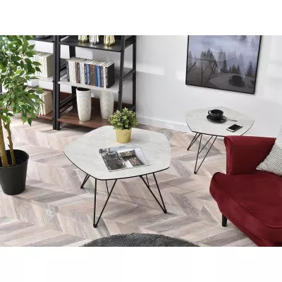 VÝPRODEJ - Konferenční stolek ANIEL - šedý mramor / černý