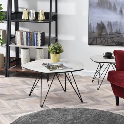 VÝPRODEJ - Konferenční stolek ANIEL - šedý mramor / černý