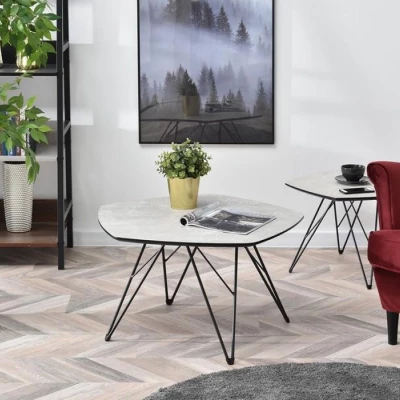 VÝPRODEJ - Konferenční stolek ANIEL - šedý mramor / černý