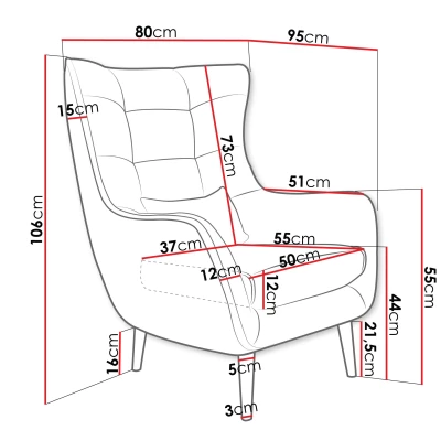 VÝPRODEJ - Designové křeslo ušák LEVI - špinavé bílé