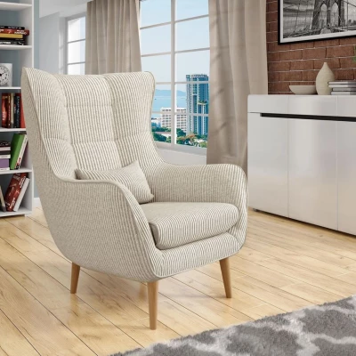 VÝPRODEJ - Designové křeslo ušák LEVI - špinavé bílé