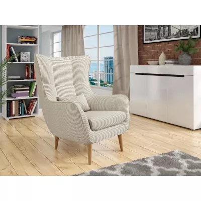 VÝPRODEJ - Designové křeslo ušák LEVI - špinavé bílé