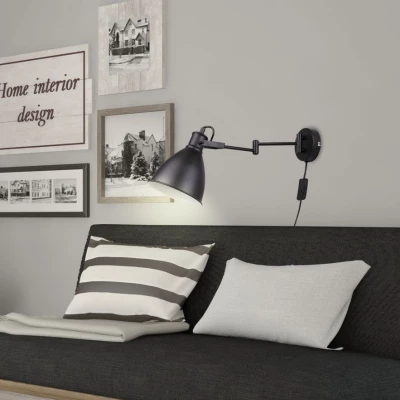 Nástěnné lampa s ramenem ESPERA - 1xE27, 40W, černá