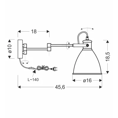 Nástěnné lampa s ramenem ESPERA - 1xE27, 40W, černá