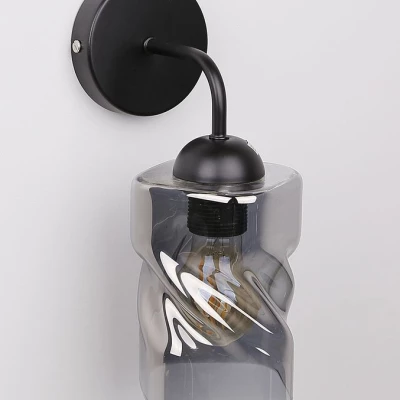 Moderní nástěnné osvětlení FELIS - 1xE27, 60W, černé / kouřové sklo