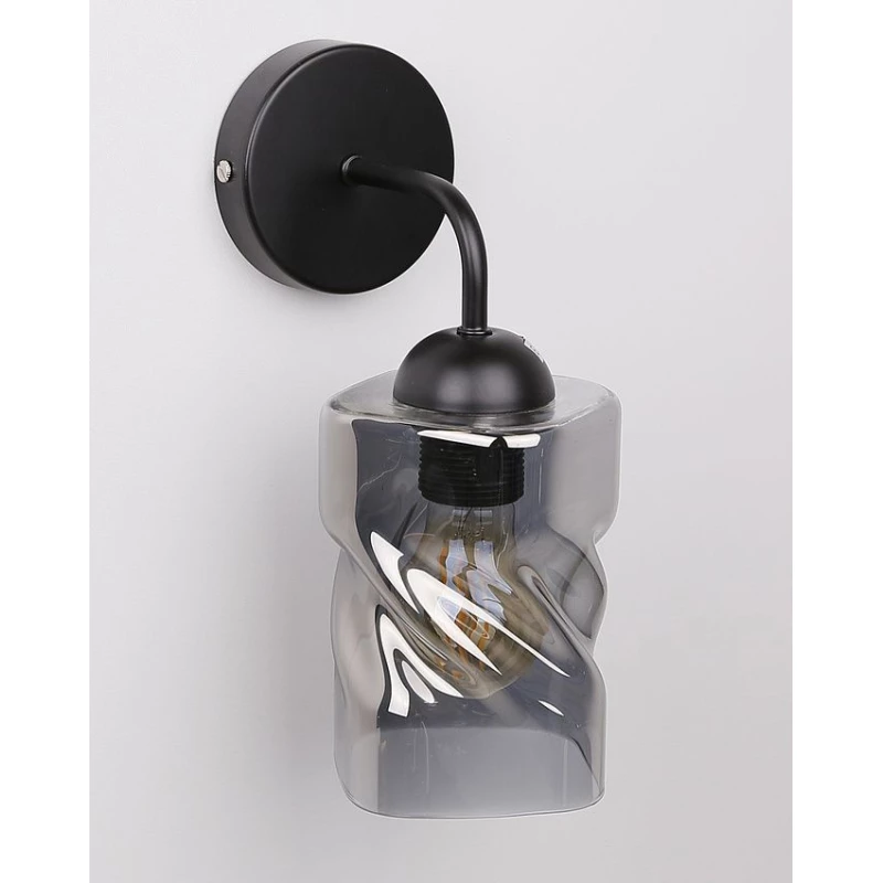 Moderní nástěnné osvětlení FELIS - 1xE27, 60W, černé / kouřové sklo