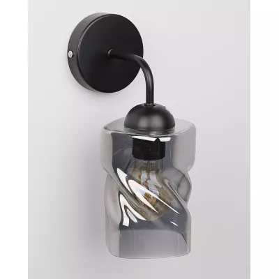 Moderní nástěnné osvětlení FELIS - 1xE27, 60W, černé / kouřové sklo