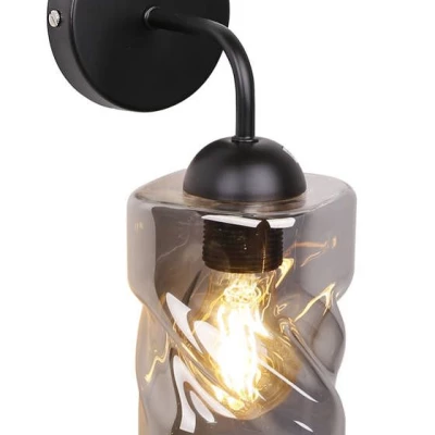 Moderní nástěnné osvětlení FELIS - 1xE27, 60W, černé / kouřové sklo
