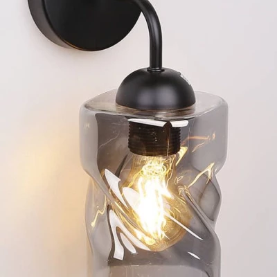 Moderní nástěnné osvětlení FELIS - 1xE27, 60W, černé / kouřové sklo