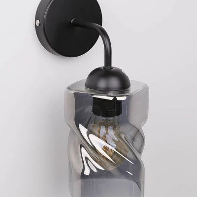 Moderní nástěnné osvětlení FELIS - 1xE27, 60W, černé / kouřové sklo