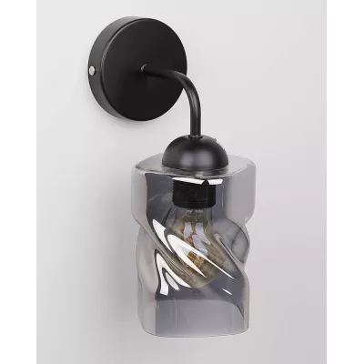 Moderní nástěnné osvětlení FELIS - 1xE27, 60W, černé / kouřové sklo