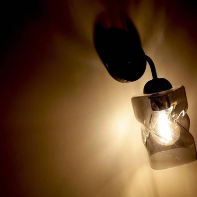 Moderní nástěnné osvětlení FELIS - 1xE27, 60W, černé / kouřové sklo