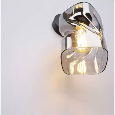 Moderní nástěnné osvětlení FELIS - 1xE27, 60W, černé / kouřové sklo