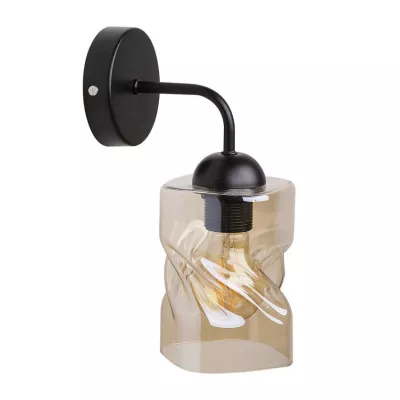 Moderní nástěnné osvětlení FELIS - 1xE27, 60W, černé / jantarové sklo