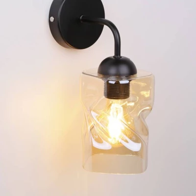 Moderní nástěnné osvětlení FELIS - 1xE27, 60W, černé / jantarové sklo