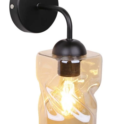 Moderní nástěnné osvětlení FELIS - 1xE27, 60W, černé / jantarové sklo