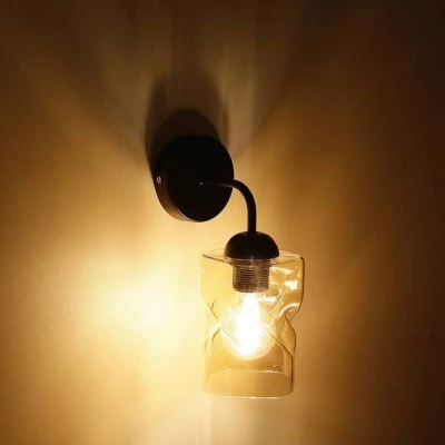 Moderní nástěnné osvětlení FELIS - 1xE27, 60W, černé / jantarové sklo