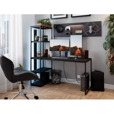 VÝPRODEJ - Psací stůl s regálem AZUSA - černý