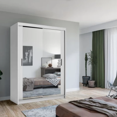 VÝPRODEJ - Zrcadlová šatní skříň 150/62 KAILAN - bílá