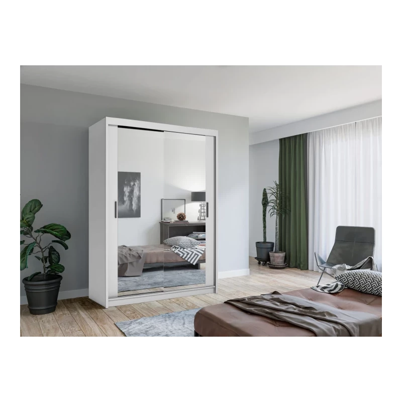 VÝPRODEJ - Zrcadlová šatní skříň 150/62 KAILAN - bílá