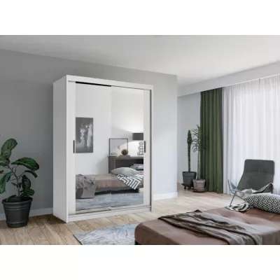 VÝPRODEJ - Zrcadlová šatní skříň 150/62 KAILAN - bílá