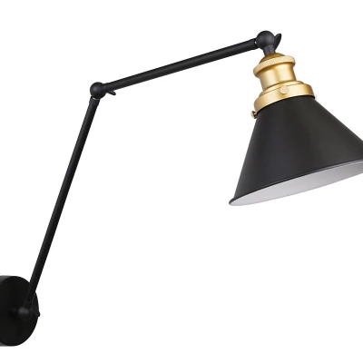 Nástěnná lampa se čtecím ramenem FUNDO - 1xE27, 40W, černá / zlatá