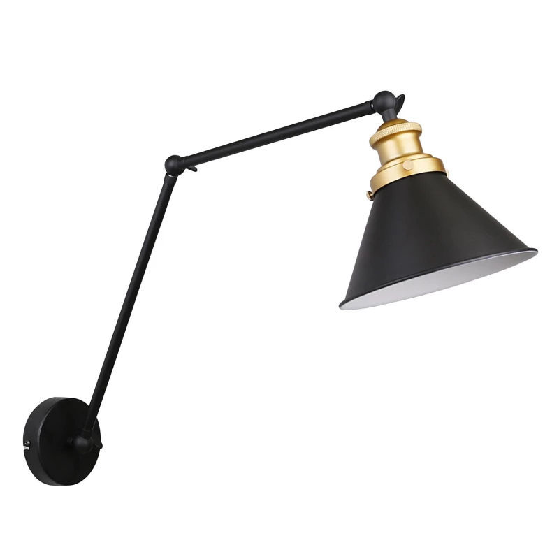 Nástěnná lampa se čtecím ramenem FUNDO - 1xE27, 40W, černá / zlatá