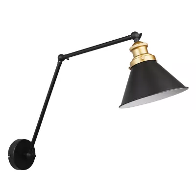 Nástěnná lampa se čtecím ramenem FUNDO - 1xE27, 40W, černá / zlatá