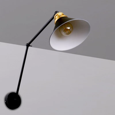 Nástěnná lampa se čtecím ramenem FUNDO - 1xE27, 40W, černá / zlatá