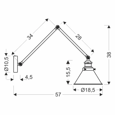 Nástěnná lampa se čtecím ramenem FUNDO - 1xE27, 40W, černá / zlatá