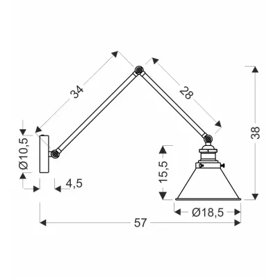 Nástěnná lampa se čtecím ramenem FUNDO - 1xE27, 40W, černá / zlatá