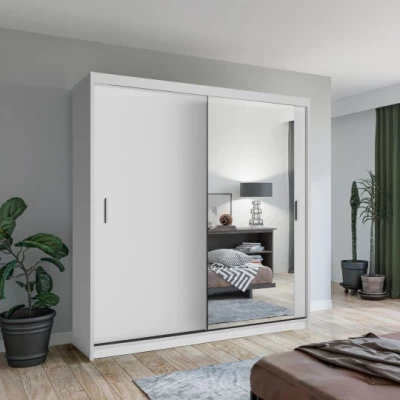 VÝPRODEJ - Šatní skříň se zrcadlem 203/62 KAILAN - bílá matná